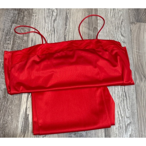 Vintage JCPenney Red Nylon Pajama Set 2 Pc Camisole Pants Lounge Sleepwear USA M - Picture 8 of 8